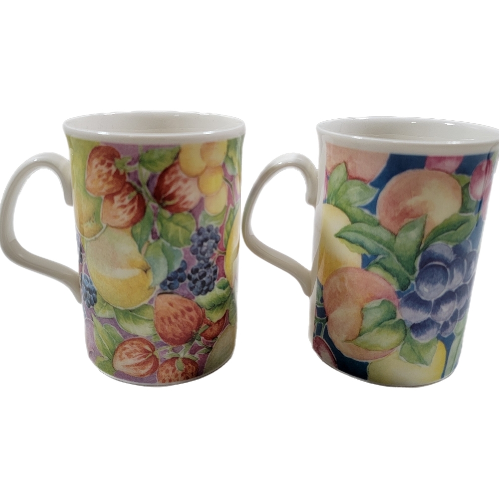 Bone China  2 Mugs Country Fruits by Royal Doulton Expressions, England 1993